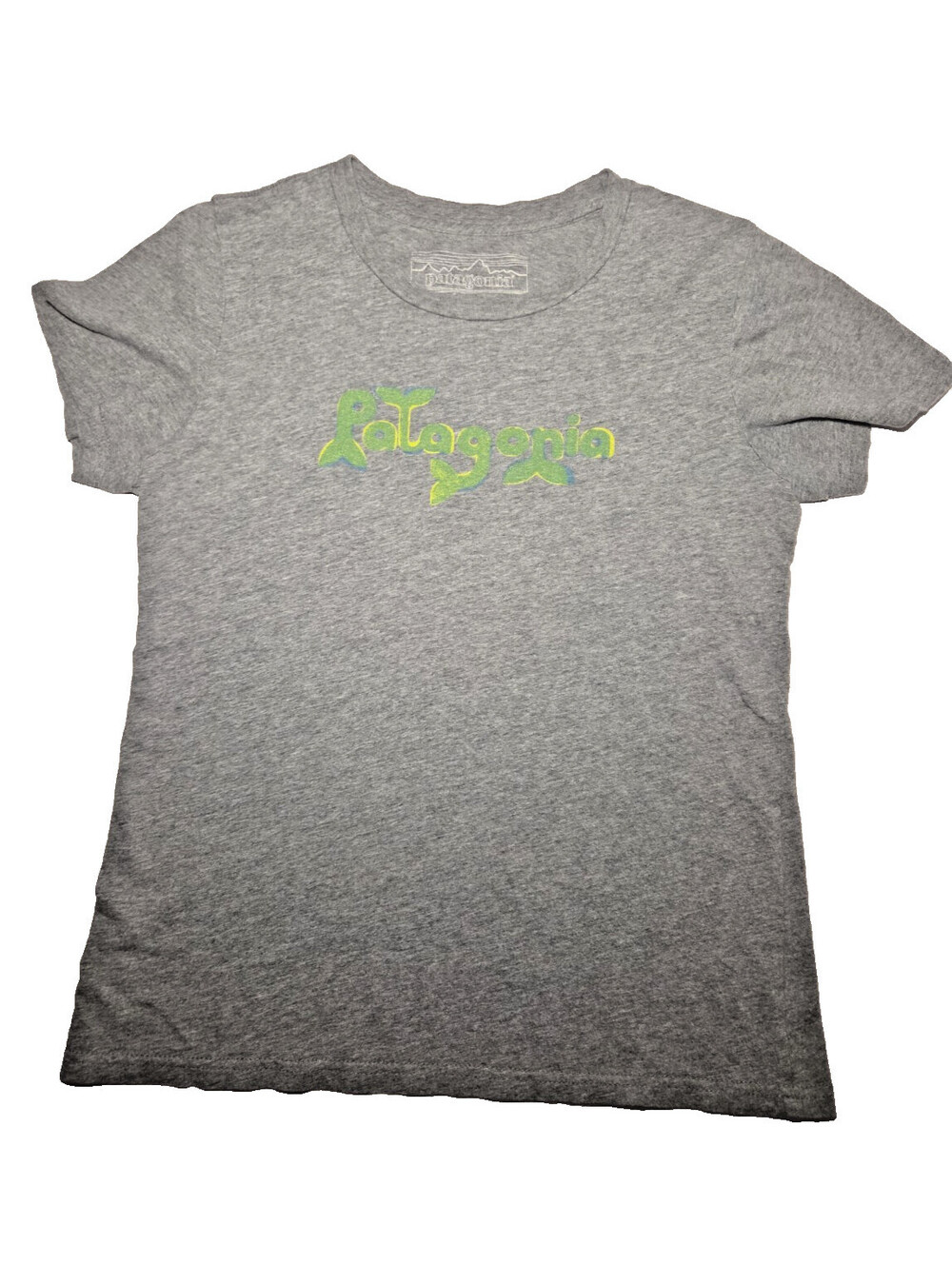 Patagonia Women's Small Organic Cotton Graphic Logo T Shirt Gray Made USA